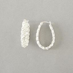 Silver Plated Brass Crystal Twist Hoop Earrings