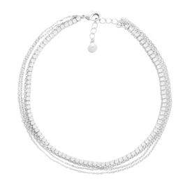 Barefootsies Fine Silver Plated CZ Multi-Chain Anklet