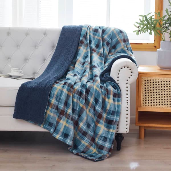 Mantolok Plaid Velvet to Sherpa Throw - image 