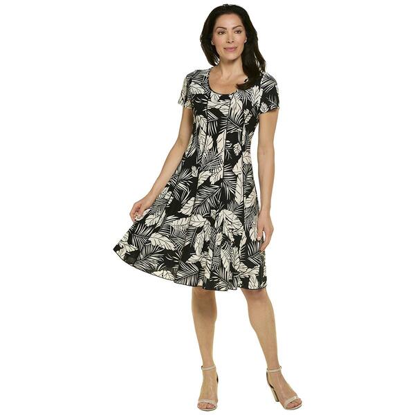 Plus Size Sami & Jo Short Sleeve Tropical Jacquard Seamed Dress - image 