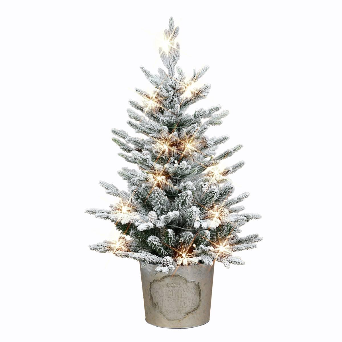 Puleo International 3ft. White Light LED Potted Flocked Tree