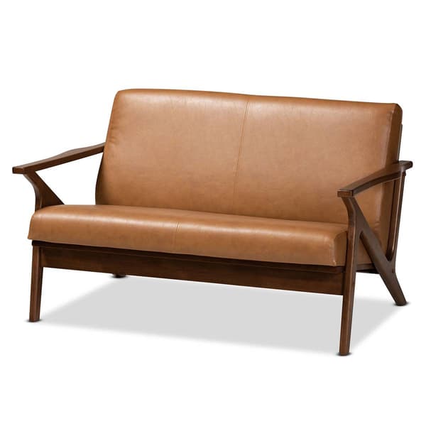 Baxton Studio Bianca Modern Wood & Faux Leather Effect Loveseat