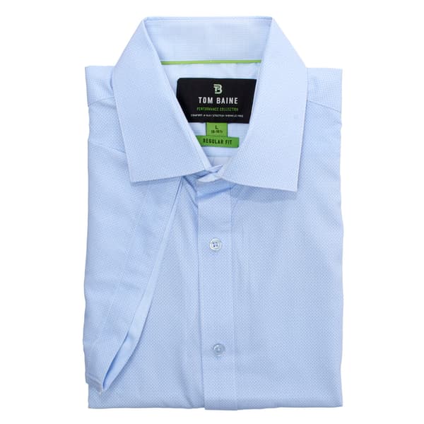 Mens Tom Baine Short Sleeve Regular Fit Geo Dress Shirt - Blue - image 