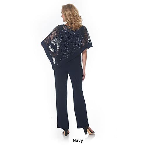 R&M Richards Womens Plus Sequined Lace Pant Suit, Navy, 6 : :  Clothing, Shoes & Accessories