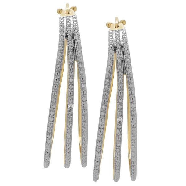 Accents by Gianni Argento Diamond 3-Row Hoop Earrings - image 