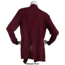 Plus Size Napa Valley Long Sleeve Pointelle Hem Cardigan Sweater