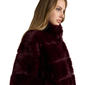 Womens NVLT Wide Stripe Faux Fur Coat with Stand Collar - image 5
