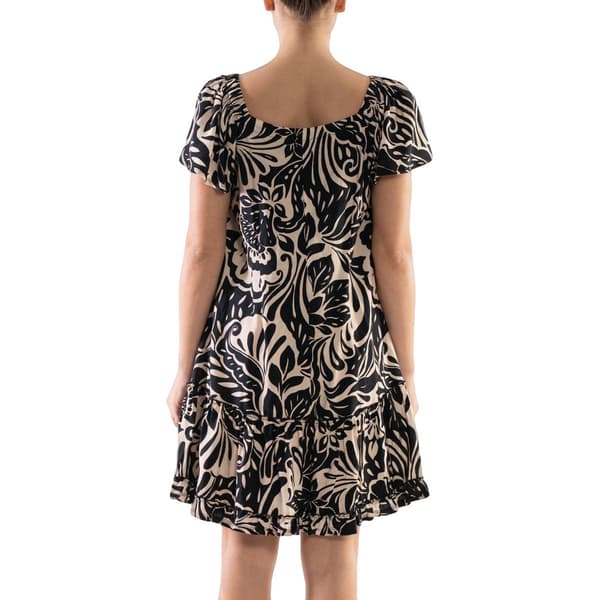 Petite Robbie Bee Short Puff Sleeve Floral Ruffle Hem Dress