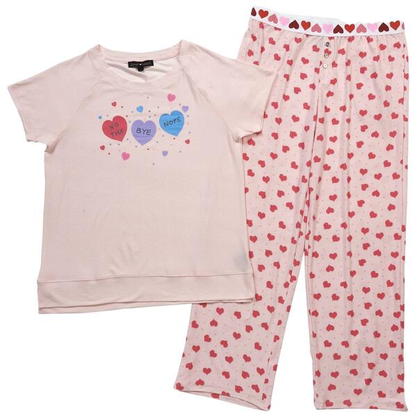 Juniors Derek Heart Long Sleeve Esteffani Heart Pajama Set - image 