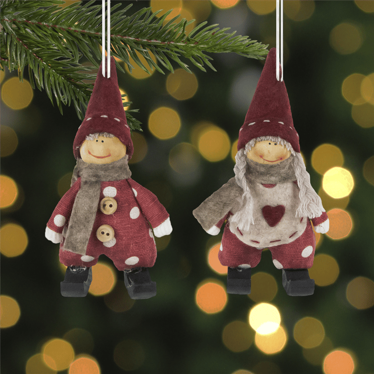Northlight 2pc. Plush Polka Dot Boy & Girl Christmas Ornaments