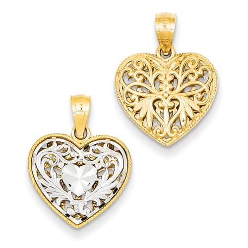 Gold Classics&#40;tm&#41; 14kt. Reversible Heart Necklace - image 