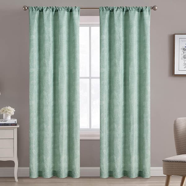 Rosalyn Floral Embroidered Rod Pocket Panel Curtain - image 