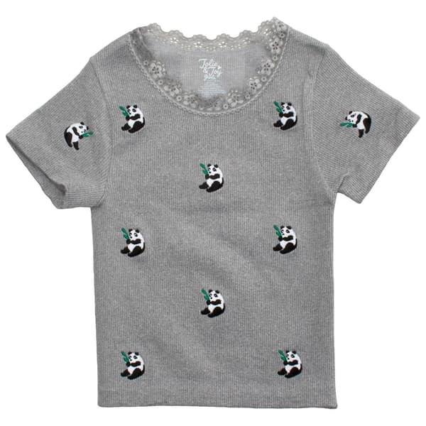 Girls (7-16) Jolie & Joy Lace Trim Panda Tee
