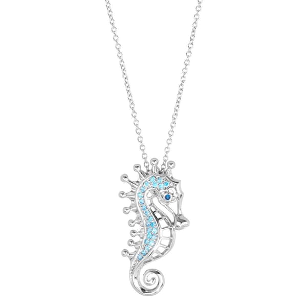 Athra 18in. Silver Plated CZ Seahorse Pendant Necklace