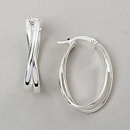 Ellen Tracy Sterling Silver Criss Cross Hoops