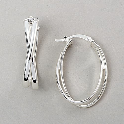 Ellen Tracy Sterling Silver Criss Cross Hoops - image 