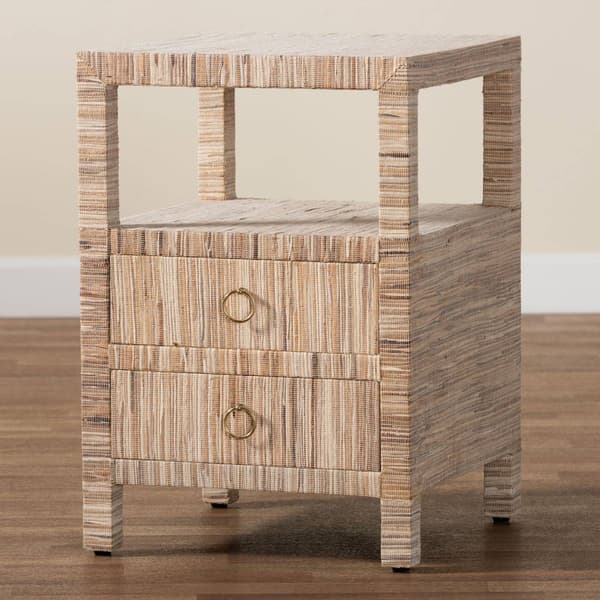 bali & pari Paine Bohemian Woven Grasscloth Nightstand
