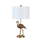 HomeRoots 26in. Gold Flamingo Table Lamp with White Drum Shade - image 1
