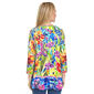 Womens Ali Miles 3/4 Sleeve Floral Abstract Tile Side Slit Blouse - image 2