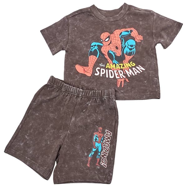 Toddler Boy Marvel Spider-Man Marled Tee & Shorts Set - image 