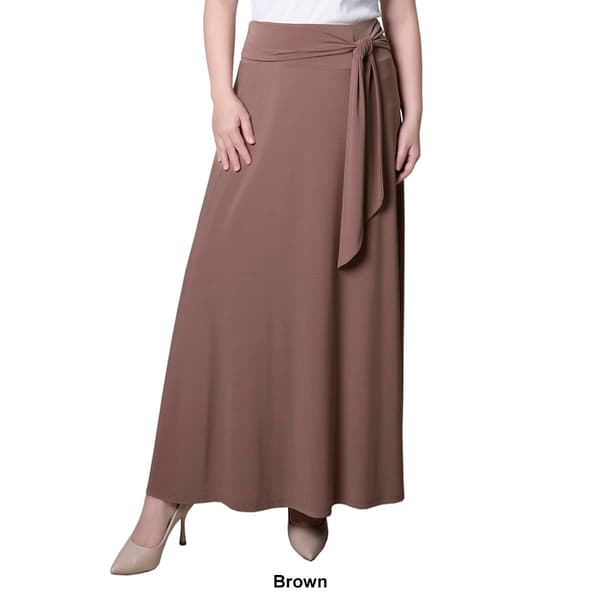 Petite NY Collection Solid Black Tie Waist Long Skirt