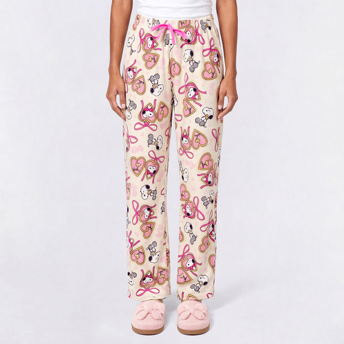 Juniors Peanuts(tm) Snoopy Locket Hearts Velour Pajama Bottoms