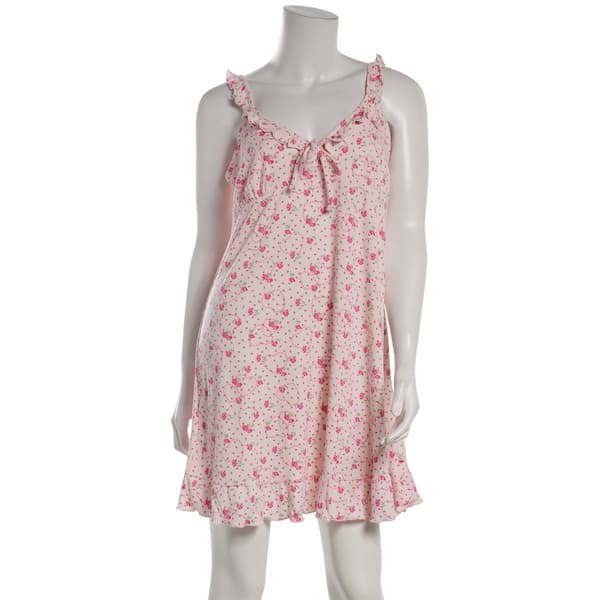 Womens Nanette Lepore Brushed Rib Heart Floral Ruffle Nightshirt