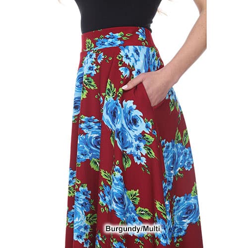 Womens White Mark Floral Flared Print Midi Skirt