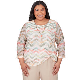 Plus Size Alfred Dunner Tuscan Sunset Textured Chevron Top