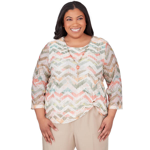 Plus Size Alfred Dunner Tuscan Sunset Textured Chevron Top - image 