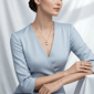 Saffron 0.5ctw. Moissanite Diamond Bow & Round Drop Necklace - image 4