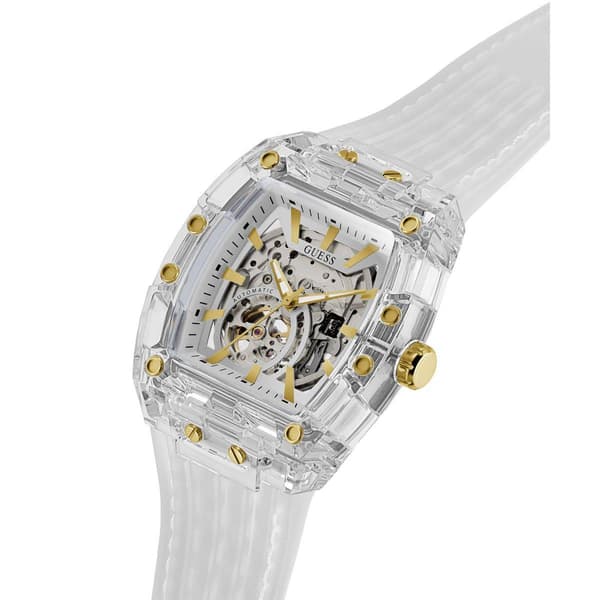 Mens Guess Clear Silicone Strap Automatic Watch - GW1073G2