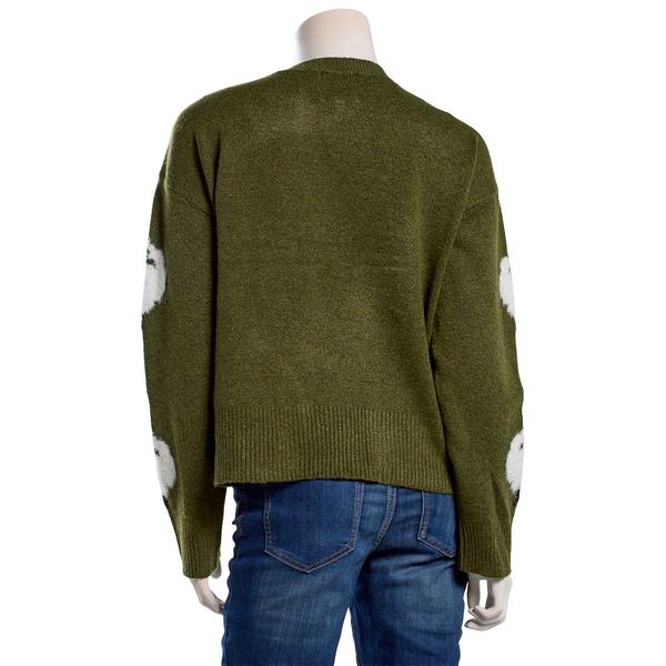 Juniors No Comment Mossy Sheep Sleeve Sweater- Green