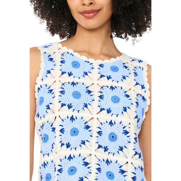 Womens Cece Sleeveless Floral Crochet Sweater