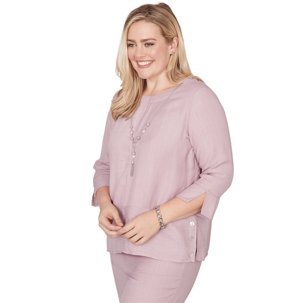 Petites Alfred Dunner Vintage Charm Textured Spliced Rose Top Wi - image 