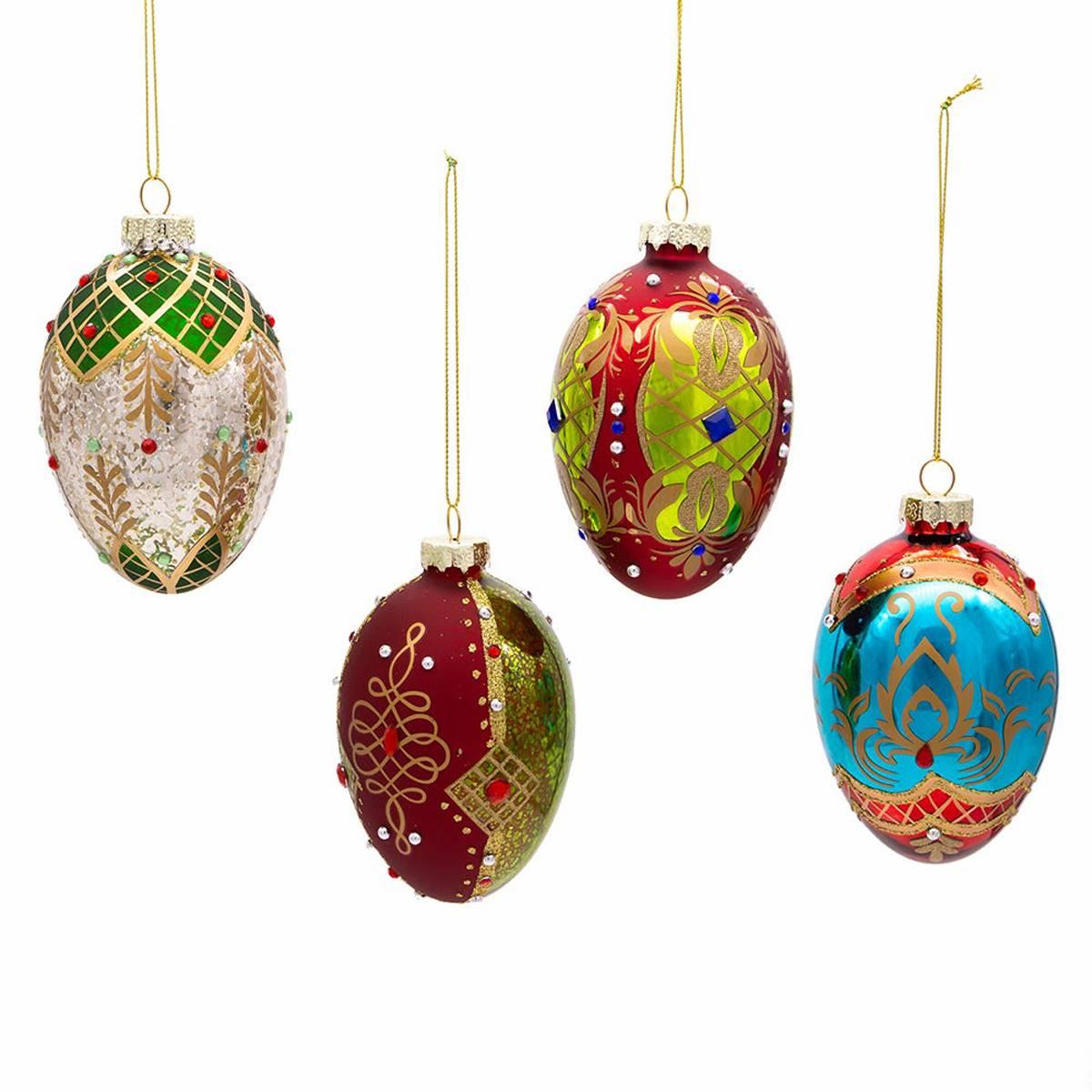 Kurt S. Adler 4pc. 65MM Glass Egg Ornament Set