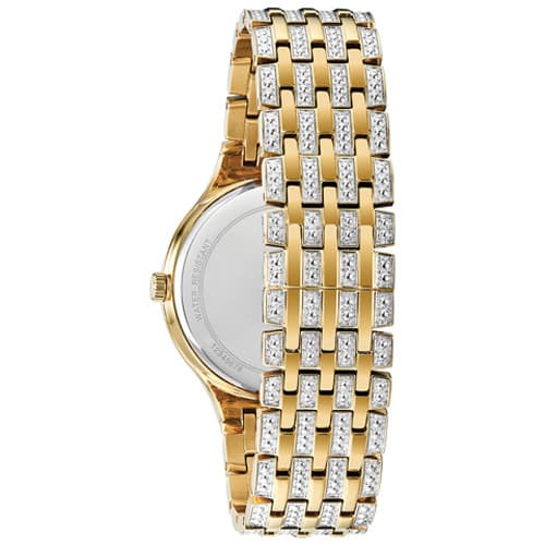 Mens Bulova Phantom Gold-Tone Crystal Pave Dial Watch - 98A229