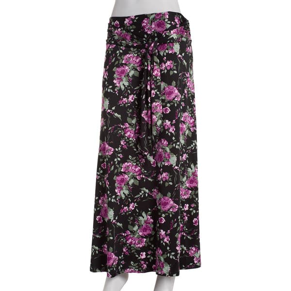 Plus Size NY Collection Pull On Tie Waist Skirt - Black/Mauve
