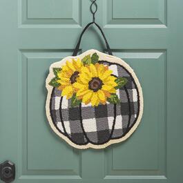 Evergreen Check Pumpkin & Sunflowers Hooked Door Decor