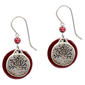 Silver Forest Silver-Tone Majestic Tree/Burgundy Circle Earrings - image 1