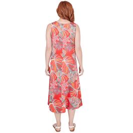 Womens Ruby Rd. Sleeveless Puff Tropical High Low Dress-PUNCH