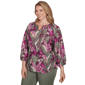 Plus Size Ruby Rd. Sedona Escape Tropical Tassel Neck Blouse - image 3
