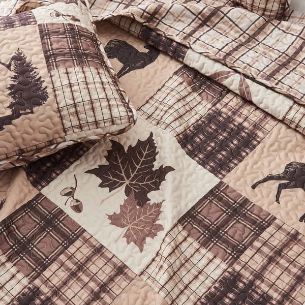 FreshFolds Redwood 3pc. Rustic Patchwork Reversible Quilt Set