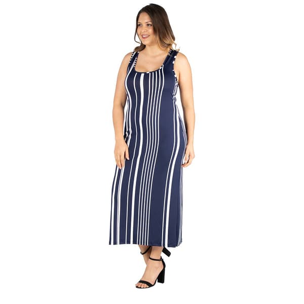Plus Size 24/7 Comfort Apparel Striped Racerback Maxi Dress