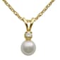 14K Gold 5-5.5mm Akoya Pearl & Diamond Accent Pendant - image 1