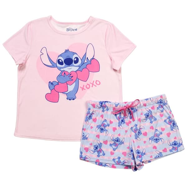Juniors Centric Brands Short Sleeve Stitch Hearts Pajama Set - image 
