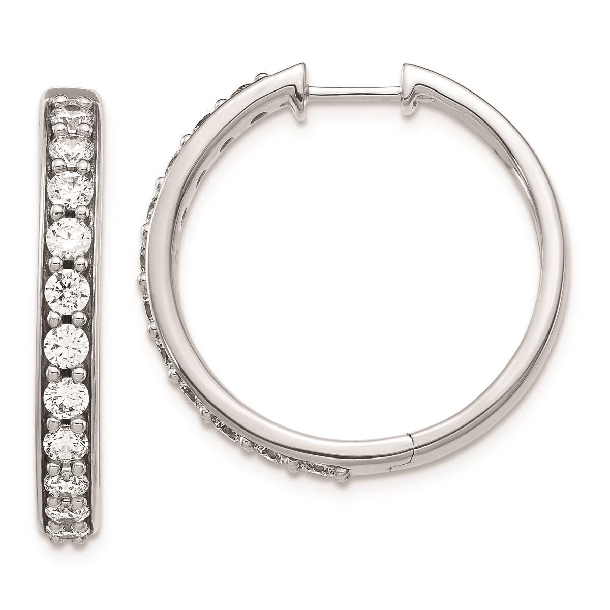 Pure Fire 14kt. Gold 1 1/2ctw. Diamond Polished Hoop...