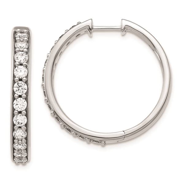 Pure Fire 14kt. Gold 1 1/2ctw. Diamond Polished Hoop Earrings