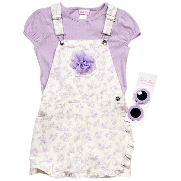Girls (7-12) Little Lass(R) Ribbed Top/Floral Jumper & Sunglasses - image 