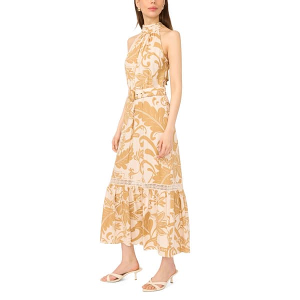 Womens MSK Sleeveless Floral Challis Halter Neck Midi Dress